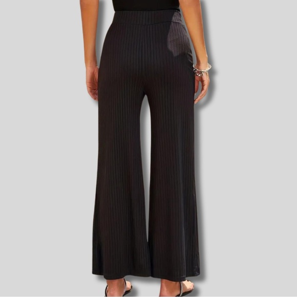 REVOLVE Dreamers Black Wide Leg Ribbed Pants Sz. M/L - Picture 4 of 8